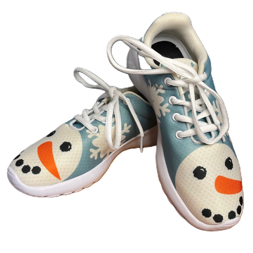 Groove Bags Women’s Blue White Snowman Winter Sneakers Tennis Shoes Size 6.5
